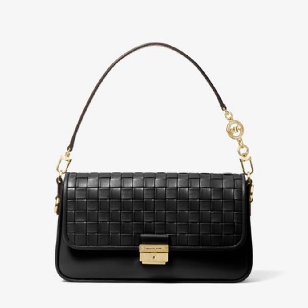 Micheal Kors Bradshaw Small Woven Leather Shoulder Bag NWT